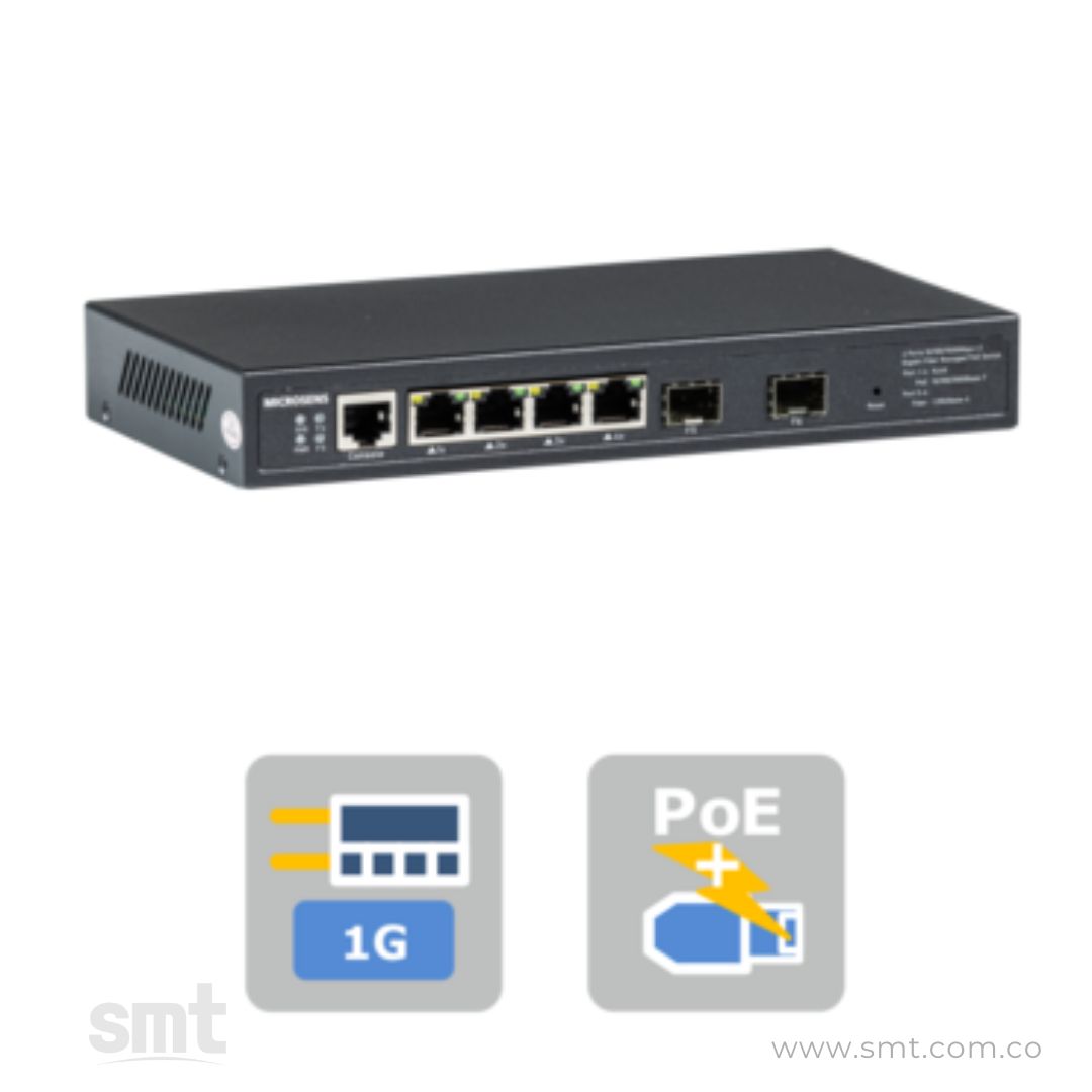 6-Port GbE Desktop Switch PoE+ managed SMT